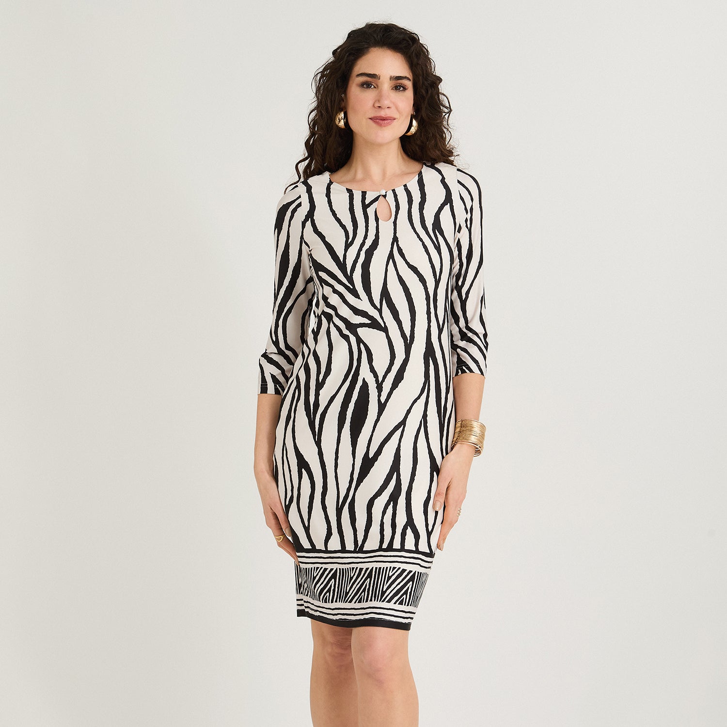 Vestido Corto Polyspandex Manga 3/4 Negro